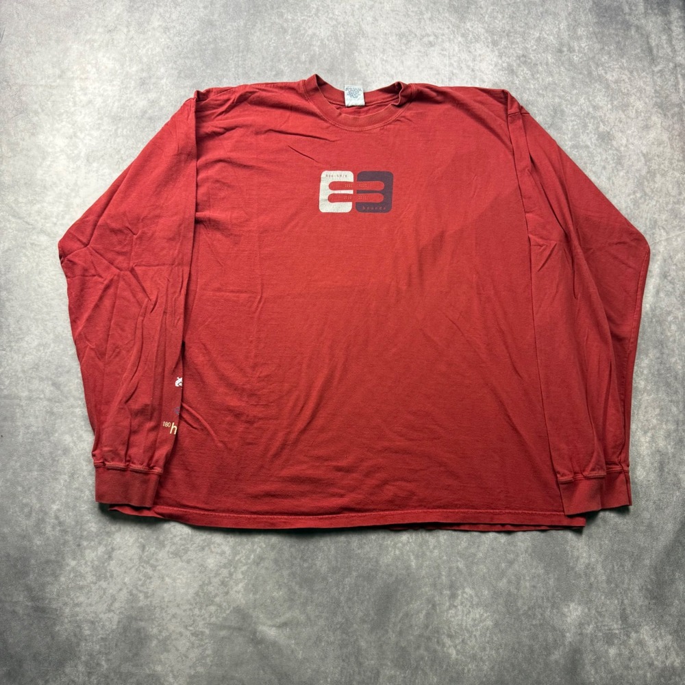 Old Navy Mens XL Red Long Sleeve E3 Boards Graphic T-Shirt Cotton Vintage Style